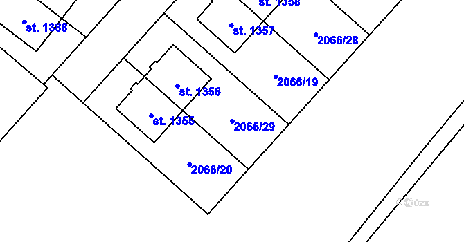 Parcela st. 2066/29 v KÚ Lišov, Katastrální mapa