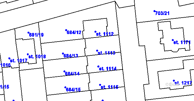 Parcela st. 1113 v KÚ Lišov, Katastrální mapa