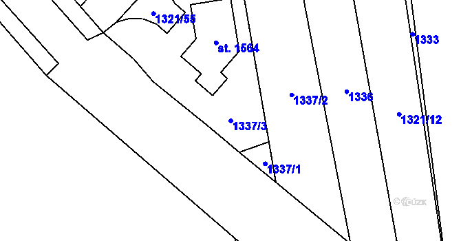 Parcela st. 1337/3 v KÚ Lišov, Katastrální mapa