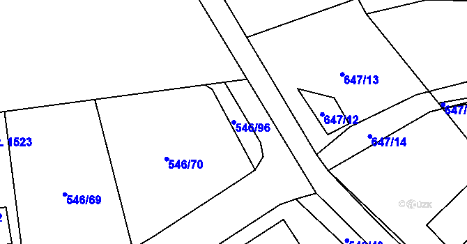 Parcela st. 546/96 v KÚ Lišov, Katastrální mapa