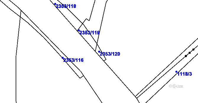 Parcela st. 2353/120 v KÚ Lišov, Katastrální mapa