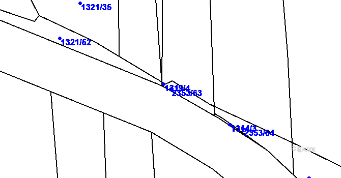 Parcela st. 2353/63 v KÚ Lišov, Katastrální mapa
