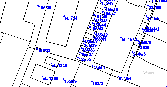 Parcela st. 155/39 v KÚ Lišov, Katastrální mapa