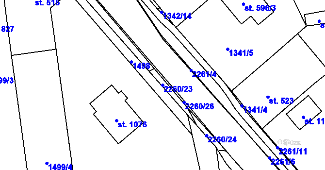 Parcela st. 2260/23 v KÚ Lišov, Katastrální mapa