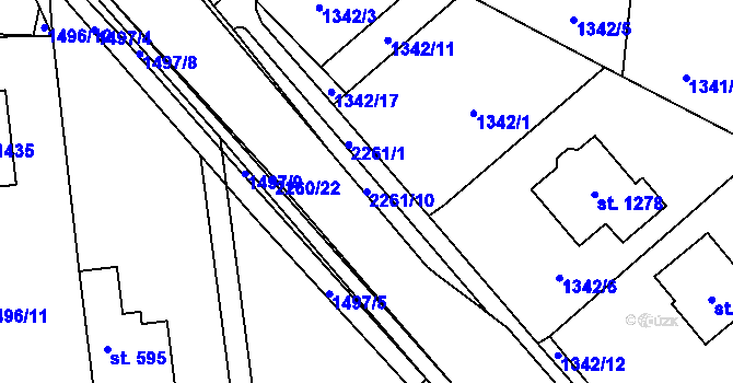 Parcela st. 2261/10 v KÚ Lišov, Katastrální mapa
