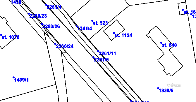 Parcela st. 2261/11 v KÚ Lišov, Katastrální mapa