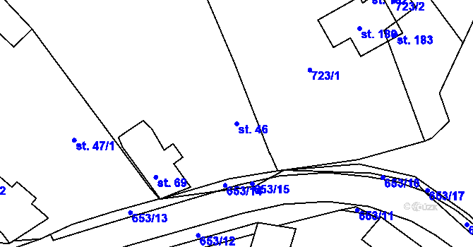 Parcela st. 46 v KÚ Líšťany, Katastrální mapa