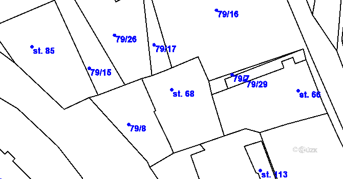 Parcela st. 68 v KÚ Líšťany, Katastrální mapa