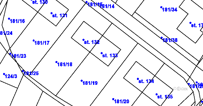 Parcela st. 133 v KÚ Líšťany, Katastrální mapa