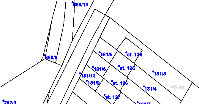 Parcela st. 181/5 v KÚ Líšťany, Katastrální mapa