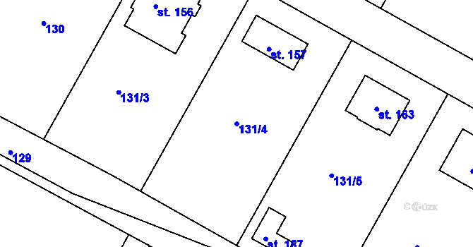 Parcela st. 131/4 v KÚ Líšťany, Katastrální mapa