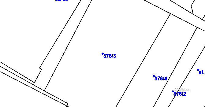 Parcela st. 376/3 v KÚ Líšťany, Katastrální mapa