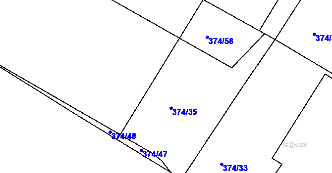 Parcela st. 374/53 v KÚ Líšťany, Katastrální mapa