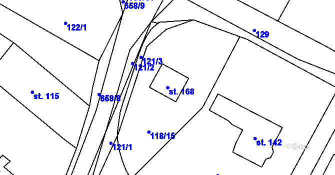 Parcela st. 168 v KÚ Líšťany, Katastrální mapa
