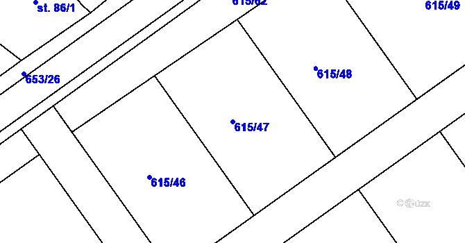Parcela st. 615/47 v KÚ Líšťany, Katastrální mapa