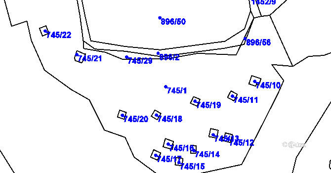 Parcela st. 745/1 v KÚ Luhov u Líšťan, Katastrální mapa