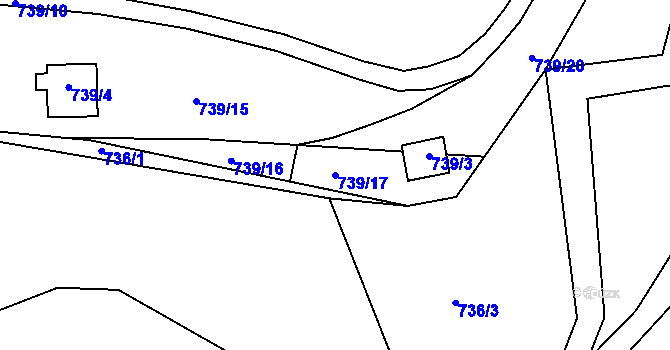 Parcela st. 739/17 v KÚ Luhov u Líšťan, Katastrální mapa
