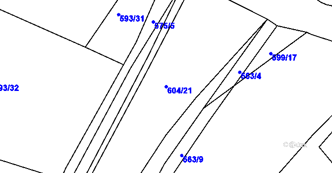 Parcela st. 604/21 v KÚ Luhov u Líšťan, Katastrální mapa
