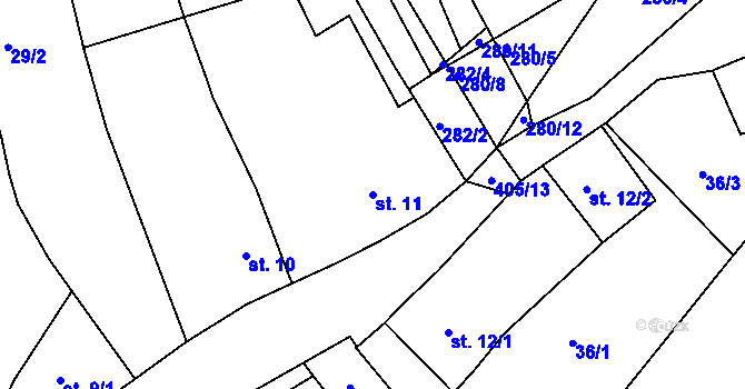 Parcela st. 11 v KÚ Třebobuz, Katastrální mapa