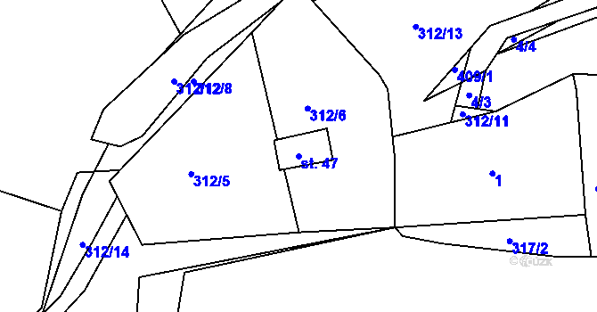 Parcela st. 47 v KÚ Třebobuz, Katastrální mapa