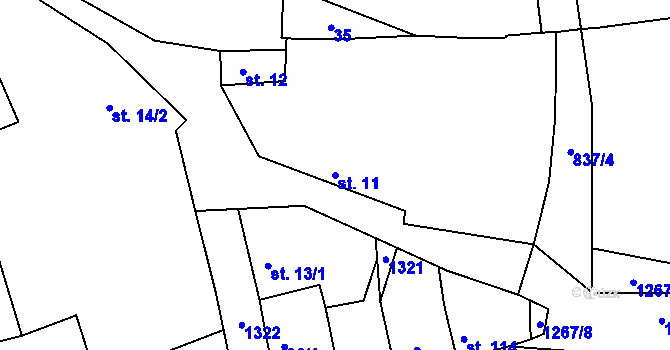 Parcela st. 11 v KÚ Líšťany u Cítolib, Katastrální mapa