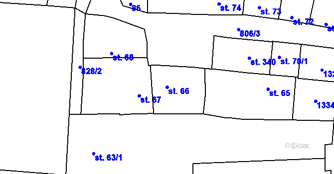 Parcela st. 66 v KÚ Líšťany u Cítolib, Katastrální mapa