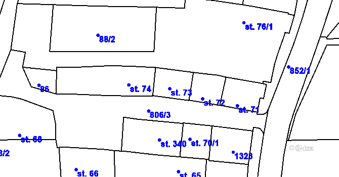 Parcela st. 73 v KÚ Líšťany u Cítolib, Katastrální mapa
