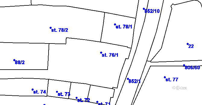 Parcela st. 76/1 v KÚ Líšťany u Cítolib, Katastrální mapa