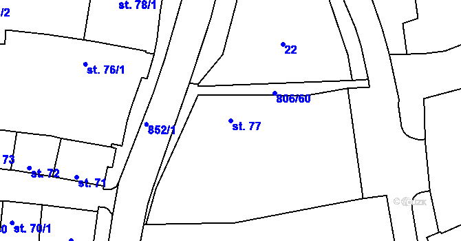 Parcela st. 77 v KÚ Líšťany u Cítolib, Katastrální mapa