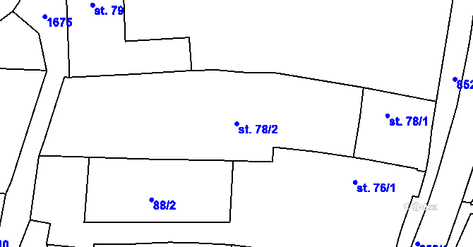 Parcela st. 78/2 v KÚ Líšťany u Cítolib, Katastrální mapa