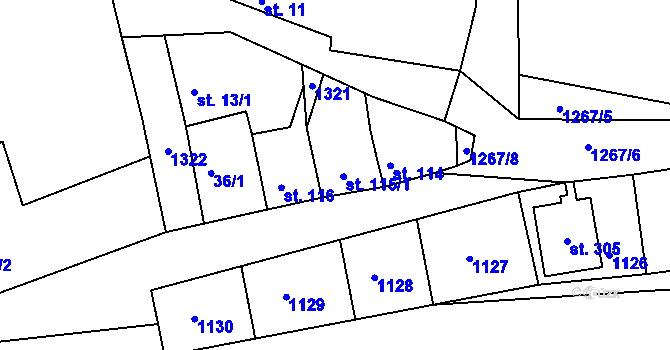 Parcela st. 115 v KÚ Líšťany u Cítolib, Katastrální mapa
