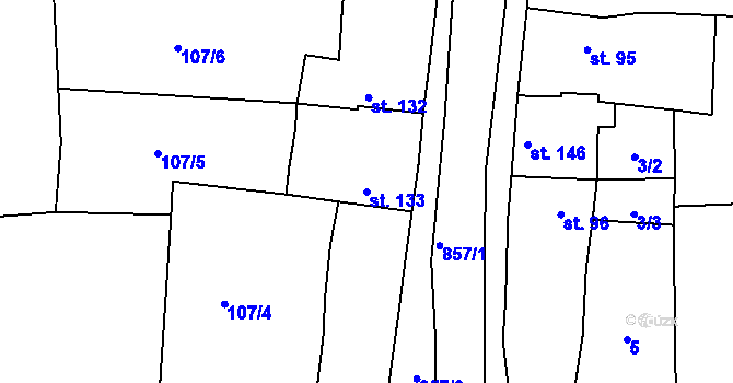 Parcela st. 133 v KÚ Líšťany u Cítolib, Katastrální mapa