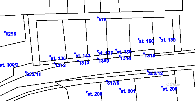 Parcela st. 137 v KÚ Líšťany u Cítolib, Katastrální mapa