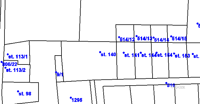 Parcela st. 140 v KÚ Líšťany u Cítolib, Katastrální mapa