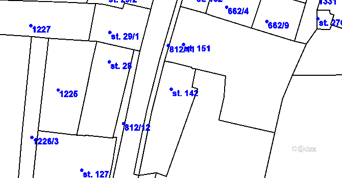 Parcela st. 142 v KÚ Líšťany u Cítolib, Katastrální mapa