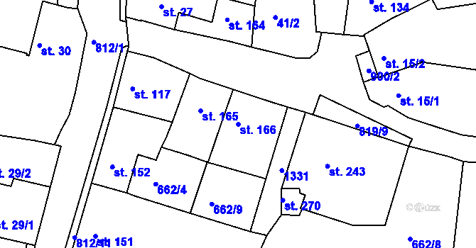 Parcela st. 166 v KÚ Líšťany u Cítolib, Katastrální mapa