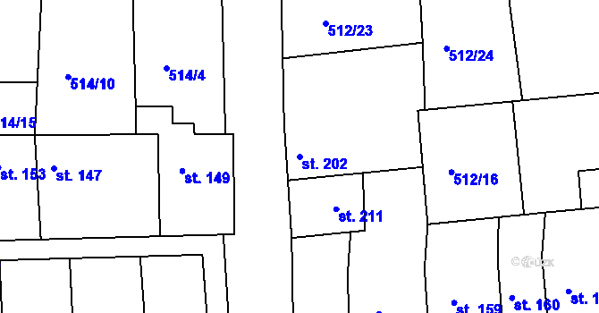 Parcela st. 202 v KÚ Líšťany u Cítolib, Katastrální mapa