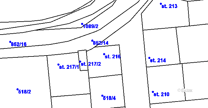 Parcela st. 216 v KÚ Líšťany u Cítolib, Katastrální mapa