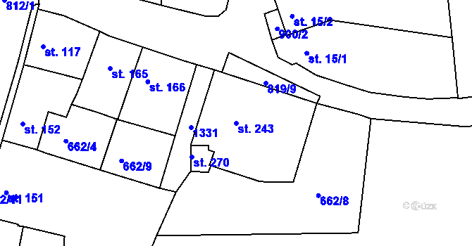 Parcela st. 243 v KÚ Líšťany u Cítolib, Katastrální mapa