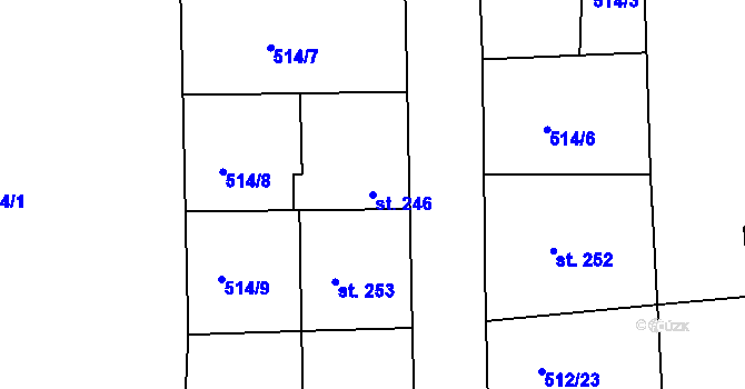 Parcela st. 246 v KÚ Líšťany u Cítolib, Katastrální mapa