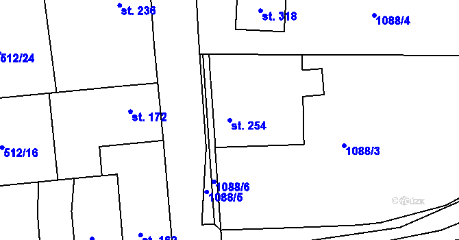 Parcela st. 254 v KÚ Líšťany u Cítolib, Katastrální mapa