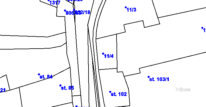 Parcela st. 11/4 v KÚ Líšťany u Cítolib, Katastrální mapa