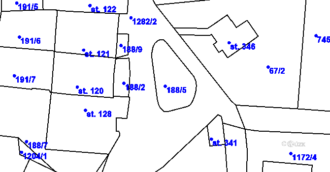 Parcela st. 188/5 v KÚ Líšťany u Cítolib, Katastrální mapa