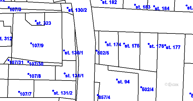 Parcela st. 502/5 v KÚ Líšťany u Cítolib, Katastrální mapa