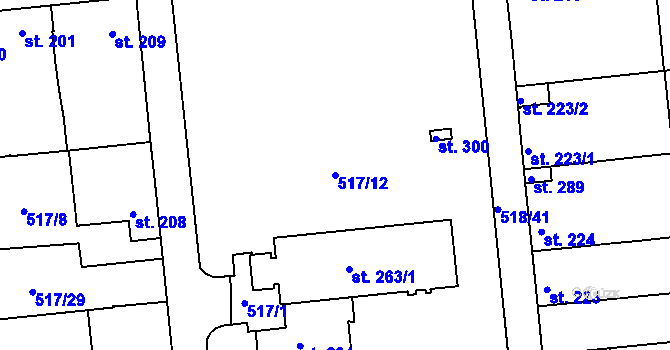 Parcela st. 517/12 v KÚ Líšťany u Cítolib, Katastrální mapa
