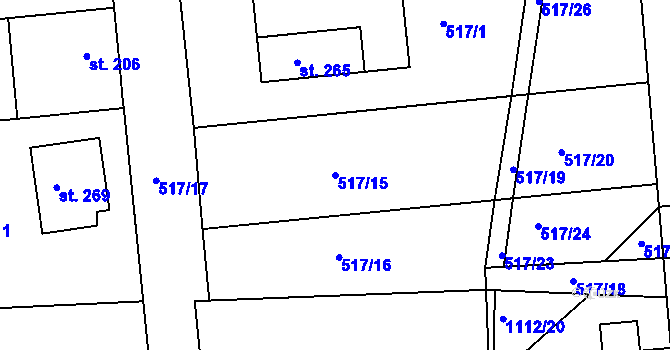 Parcela st. 517/15 v KÚ Líšťany u Cítolib, Katastrální mapa
