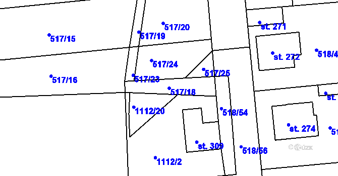 Parcela st. 517/18 v KÚ Líšťany u Cítolib, Katastrální mapa