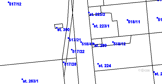 Parcela st. 518/41 v KÚ Líšťany u Cítolib, Katastrální mapa