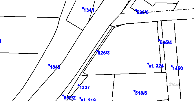 Parcela st. 525/3 v KÚ Líšťany u Cítolib, Katastrální mapa