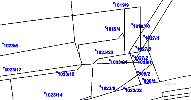 Parcela st. 1023/20 v KÚ Líšťany u Cítolib, Katastrální mapa